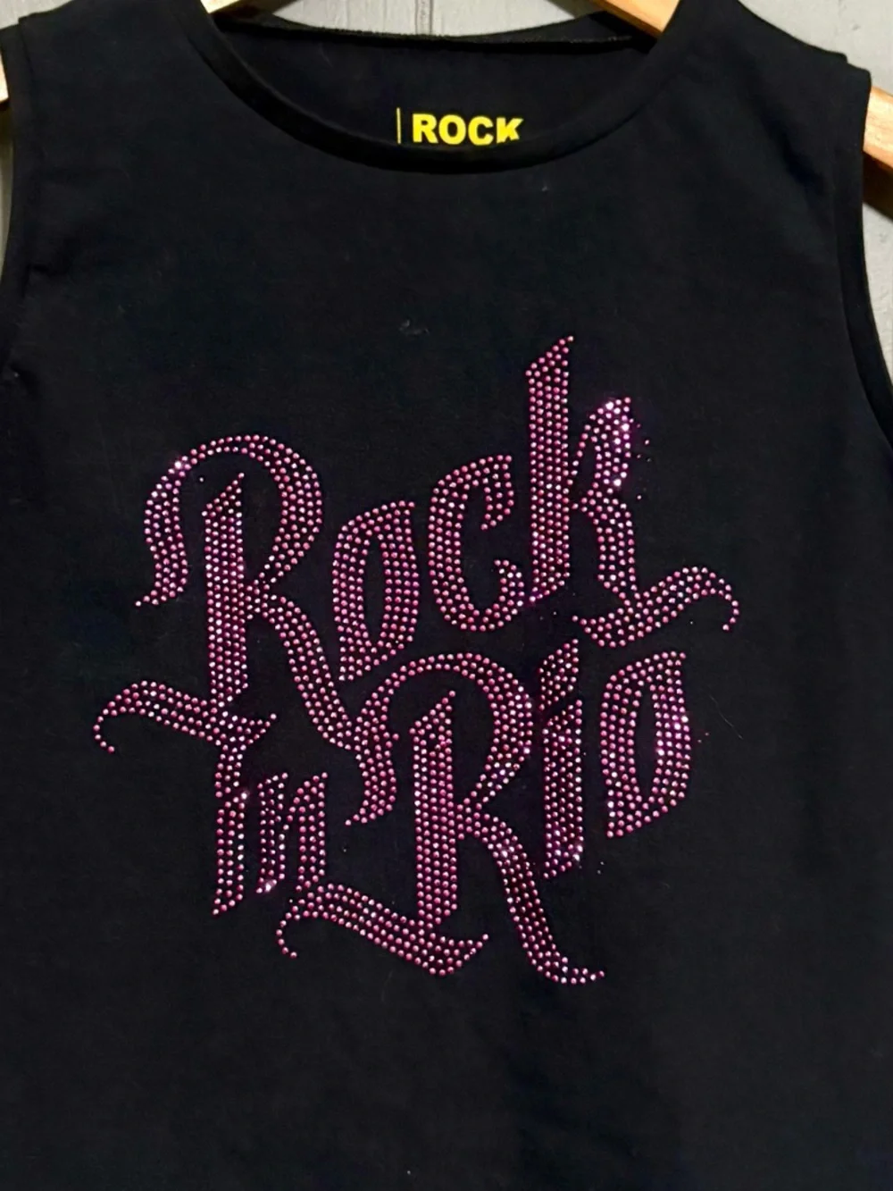 Rock in Rio Music Festival Black Crop Tank Top with Pink Accents - Picture 2 of 5